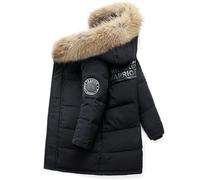 Tilozs Garçon Doudoune Enfant à Capuche Fourrure Chaud Manteau Blouson Matelassé Veste d'Hiver Parka Vêtement Coupe Vent, Noir, 7-8 ans(Label size: 130)