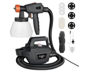 Tilswall Pistolet a Peinture HVLP, 800W Pistolet Peinture Electrique, Gris | Design séparable, 3 Buses et 3 Motifs, 1300ML Récipient Détachable, 1200ML/Min, Facile à Nettoyer, Pour Jardin, Plafonds, Mur