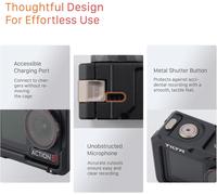 Tilta Action 5 Pro Cage, Cage De Caméra Complète Compatible Avec Dji Osmo Action 5 Pro, Action 4 Et Action 3 Avec Goupilles 1/4""-20 Et Récepteur À Chaussure Froide - Gris Titane Ta-T72-Fcc-T[Z4587]