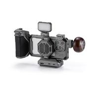 TILTA Khronos Phone Cage Compatible avec iPhone 15 Pro avec système de Refroidissement, poignée Focus PD, Mini Panneau LED, poignée en Bois et Filtre FSND Ultimate Kit - Gris Espace TK-IP15-PD-SG