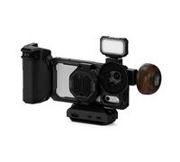 TILTA Khronos TK-IP17-PB-B - Coque ultime pour iPhone 17 Pro avec poignée Focus PD, système de refroidissement et poignée circulaire en bois - Noir