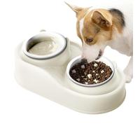 Tilted Cat Food Bowls | Raised Ceramic Pet Bowls | Anti-Vomiting Pet Bowls | Double Dish Pet Bowl Set | Tilted Raised Dog Bowls Non-Slip Base PP+Ceramic for Small Medium Large Size Dogs Cats Puppy