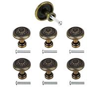 TILY 25 x 23mm Antique Bronzy Fleur Poignée Ronde Armoire de Cuisine Armoire Porte Tiroir de Tirage Bouton Sans Vis Pack de 6