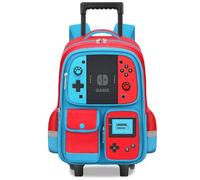 TILYTADLY Sac à dos à roulettes pour garçons - Sac à dos à roulettes pour adolescents, rouge-bleu-sac à dos uniquement