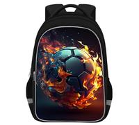 TILYTADLY Sac à dos d'école pour garçons - Sac à dos de sport pour enfants, adolescents, école primaire, Football-Noir-03-2R