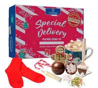 TILZ COLLECTION Coffret cadeau pour chocolat chaud avec tasse, boîte de Noël et panier de Noël rempli pour enfants | Mélangeur pour chocolat chaud, bombes de chocolat chaud avec guimauve