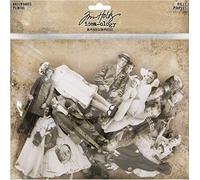 Tim Holtz Idea-Ology Baseboard Dolls Figurines en aggloméré, Papier, Noir/Blanc