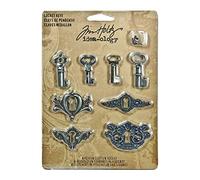 Tim Holtz idea-ology médaillon Clés embellissements, Lot de 8, Multicolore
