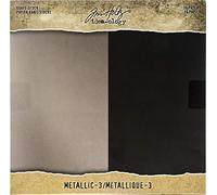Tim Holtz Kraft-Stock Metallic 3 Gunmetal and Onyx 8X8, Papier, Métallique 3, Taille unique