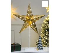 Tim Home Lampe de table à LED en forme d'étoile de Noël avec pied - 66 x 45 cm - Fonctionne avec 10 LED blanc chaud - Crème - Idéal pour un éclairage intérieur d'ambiance - Décoration de fenêtre