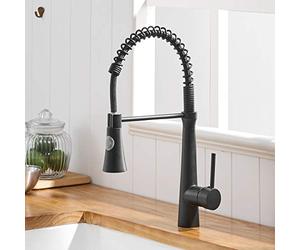 TIMACO Robinet Cuisine Noir,Mitigeur Cuisine Noir avec Douchette Pivotant à 360°, Robinet évier Cuisine avec Pulvérisateur 2 Modes