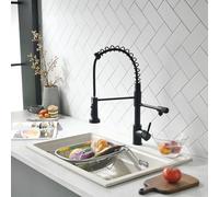 TIMACO Robinet de cuisine 3 voies avec douchette extensible, pivotant à 360°, mitigeur d'évier en acier inoxydable, robinet d'évier avec robinet 3 en 1 pour filtre à eau, bras à ressort hélicoïdal