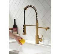 TIMACO Robinet de cuisine à 3 voies, robinet d'évier de cuisine 3 en 1 avec pulvérisateur extractible, robinet d'eau potable 3 en 1 avec double levier, mitigeur à 3 voies avec ressort rotatif à 360°