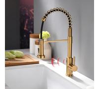 TIMACO Robinet de cuisine à capteur infrarouge avec douchette extensible - Pivotant à 360° - Mitigeur monocommande pour cuisine - Robinet à ressort hélicoïdal - Or brossé
