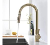 TIMACO Robinet de Cuisine en Or Brossé avec Douchette Extensible Robinet de Cuisine Pivotant à 360° pour Évier de Cuisine