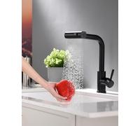 TIMACO Robinet de cuisine noir extensible - Pivotant à 360° - Mitigeur monocommande pour évier de cuisine