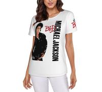 Timbaillery Michael King Jackson T-shirts Hauts pour femme - Pop Icon Classique - T-shirt à manches courtes - Impression graphique - Hip Hop - T-shirts pour fans - Cadeau, L