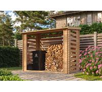 Timbela Abri bûches en bois brut 2,3 x 1,5 m - H. 2 m - M202