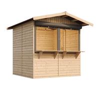 TIMBELA Abri de Jardin en Bois M149Z - Kiosque Bois - Stand Marché avec 2 Fenêtres + Volets roulants, L253xP263xH232 cm / 4 m², Facile à Monter et à Démonter, Bar Jardin
