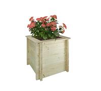 TIMBELA Carre Potager Exterieur Bois - Jardinieres Exterieur pour Jardin, Balcon, Terrasse - pour Fleurs, Herbes aromatiques, Légumes- Bois Massif pin/épicéa 28 mm, 58x58xH57 cm, M618