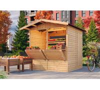 TIMBELA M149 Maison de Jardin en Bois - Étal de Marché avec Comptoir, L253xP263xH232 cm / 4 m², Facile à Monter et à Démonter, Bar Jardin, Abri Multifonctionnel