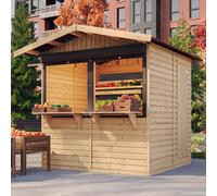 TIMBELA M149Z Maison de Jardin en Bois, Étal de marché en Bois, Grand Stand de Vendeur avec comptoir H232x253x263 cm/4 m2, Facile à Monter et à démonter, Bar Jardin, Abri de Jardin Multifonctionnel