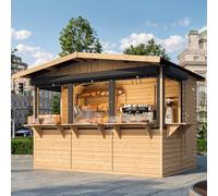 TIMBELA M150BZ Maison de Jardin en Bois, Étal de marché en Bois, Grand Stand de Vendeur avec comptoir 263 x 336 cm / 6 m², Facile à Monter et à démonter, Bar Jardin, Abri de Jardin Multifonctionnel