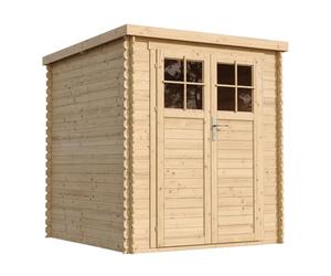 TIMBELA M309F+M309G Abri de Jardin en Bois avec Sol TRAITÉ - Porte verrouillable de Haute qualité - Stockage extérieur l204xL204xH200 cm/3.53 m2- Petit abri à Outils, Local à vélos - Toit imperméable