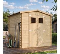 TIMBELA M310 Maison de jardin en bois - Abri de jardin en bois L239xL142xH200 cm/ 2,63 m2 Abri de stockage pour le jardin - Abri pour vélos - Toit imperméable