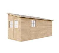 TIMBELA M341+M341G Abri de Jardin en Bois Naturel (sans paroi latérale) Plus Les PLANCHERS IMPRÉGNÉ- Stockage extérieur avec fenêtres- H244x216x513 cm/10 m2- Atelier Rangement Outils et vélos