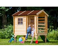 Timbela M501C - Cabane Enfant Extérieur 1.1m2 avec Toboggan 82x146xH205cm - Maison de Jardin en Bois