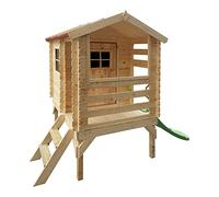 Timbela M501C - Cabane Enfant Extérieur 1.1m2 avec Toboggan 82x146xH205cm - Maison de Jardin en Bois