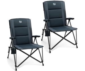 TIMBER RIDGE Chaise de Camping Pliable Dossier Haut Siège Large 55cm | Fauteuil pliant assise rembourrée confortable, dossier haut, siège large 55cm avec poche latérale pour camping et jardin
