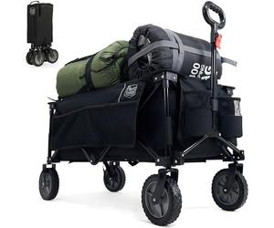 TIMBER RIDGE Chariot de Plage Pliable Tout Terrain Poignée Réglable | Chariot camping piable charge max.100kg, roues tout terrain, idéal pour plage, camping, jardin, pique-nique et barbecue