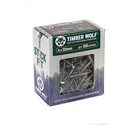 Timber TW40030 Boîte de 100 vis à bois en zinc et jaune (doré) 4 x 30 mm