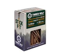 TIMBER WOLF TW50090 Vis à bois - 5,0 x 90 mm - Boîte de 100, zinc et jaune (or)