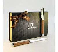 Timberduo Coffret Cadeau Stylo Roller Et Ouvre-Lettre En Bois Massif Avec Grain Riche,Cadeau Pour Homme Et Femme