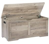 Timberer Coffre de rangement en bois de 100,1 cm, banc de rangement en bois, coffre à jouets avec 2 charnières de sécurité, grande boîte à jouets, banc d'entrée pour salon, chambre à coucher, gris