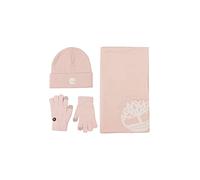 Timberland Double Layer Scarf, Cuffed Beanie & Magic Glove Gift Set Bonnet, Rose camée, Taille Unique Femme