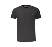 Timberland, Homme, Tops, Noir, Taille: 2XL T-shirt en coton noir slim fit à col rond avec logo brodé