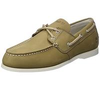 Timberland Men's Cedar Bay Leather Boat Shoes, Dark Brown, Medium Beige Nubuck, 11 UK Wide