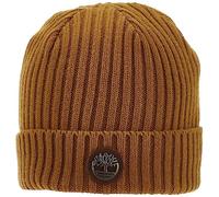 Timberland Men's Ribbed Watch Cap with Logo Plate, Wheat, One Size