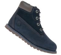Timberland Pokey Pin 6 Inch Bleu Marine Cuir Bottes à Lacets Enfants D'Hiver