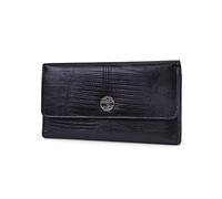 Timberland Leather RFID Flap Wallet Clutch Organizer, Portefeuille Femme, Noir (Exotique), Taille Unique