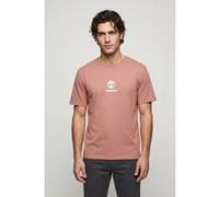 Timberland Print Stack Logo Short Sleeve Tee Dark Pink Taille: XL | T-Shirts Outlet | Homme | Rose