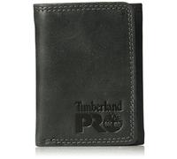 Timberland PRO Portefeuille à Trois Volets en Cuir RFID avec fenêtre pour Carte d'identité, Noir/Brandy, Taille Unique Homme