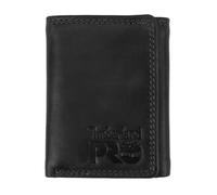 Timberland PRO Portefeuille à Trois Volets en Cuir RFID avec fenêtre pour Carte d'identité, Noir/Brandy, Taille Unique Homme