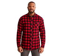Timberland PRO Woodfort Mid-Weight Flannel Work Shirt Chemise Longue à Bouton d'utilité Professionnelle, Carreaux Rouges Classiques, M Homme