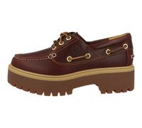 Timberland Stone Street Boat Chaussures Plates Femme Baskets Cuir Marron Foncé