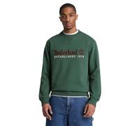 Timberland Sweat-shirt d'hiver à col rond pour homme avec logo Established 1973 brodé, vert, S